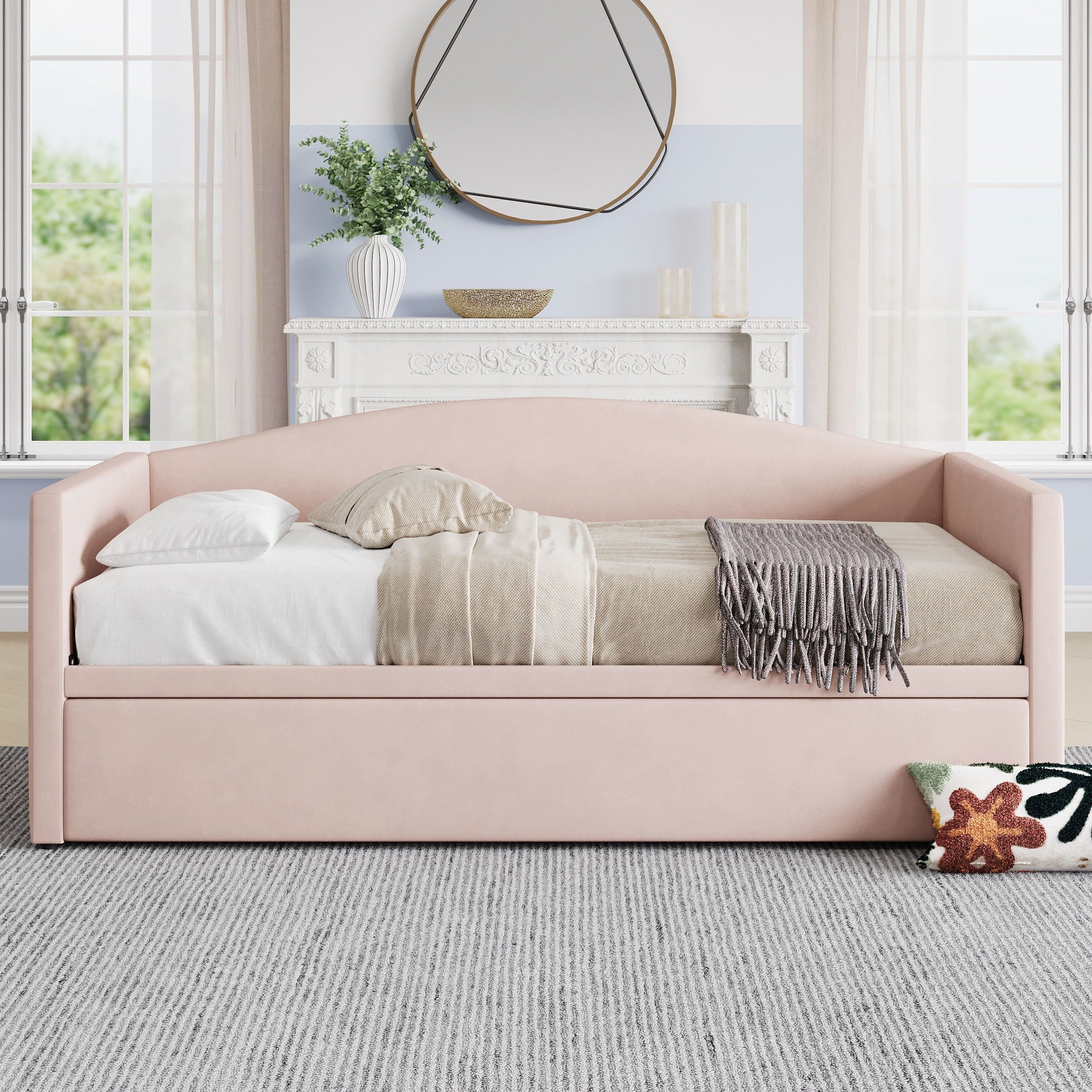 Daybed With Pop Up Trundle, Upholstered Sofa Bed