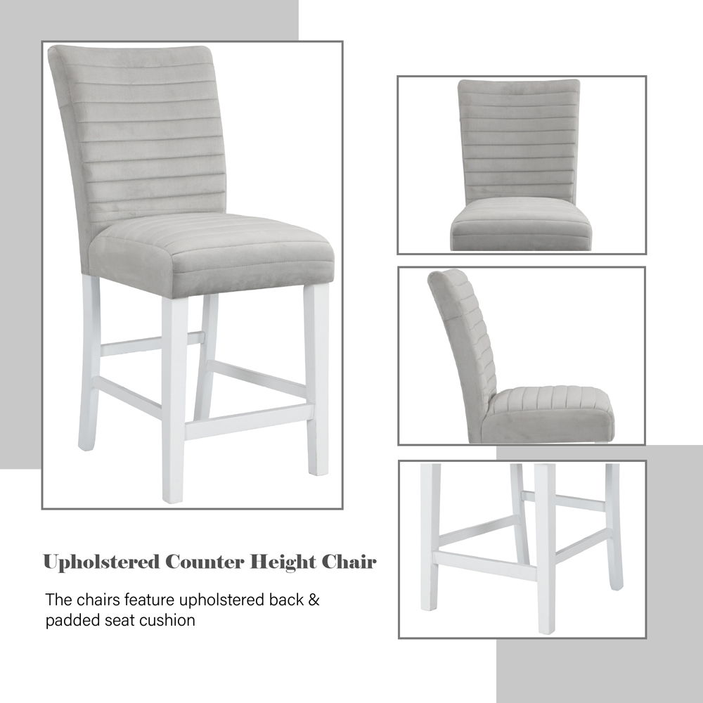 Elizaveta - Counter Height Chair (Set of 2) - Gray Velvet &White High Gloss