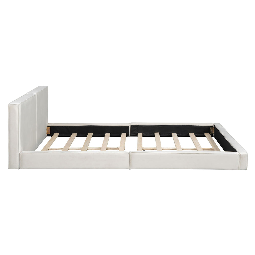 Upholstered Platform Bed, Grounded Bed With Solid Frame