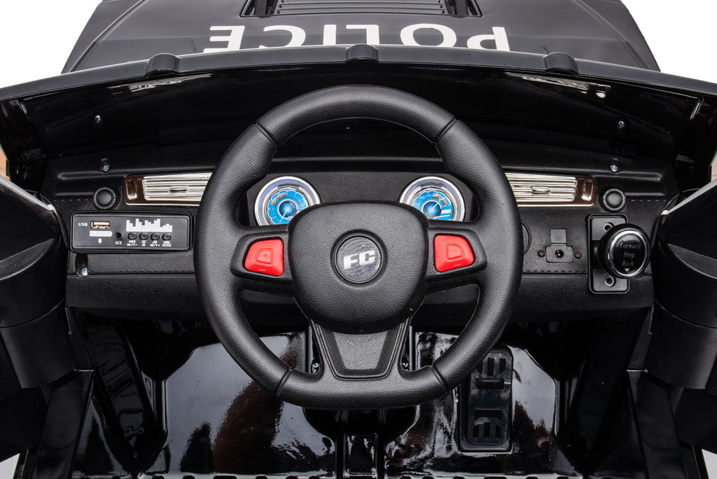12V7A 30W*2 Four-Wheel Drive Seat One Button Start, Forward And Backward, High And Low Speed, Music, Front Light, Power Display, Two Doors Can Open, 2.4G R / C, Seat Belt Four Wheel Absorber