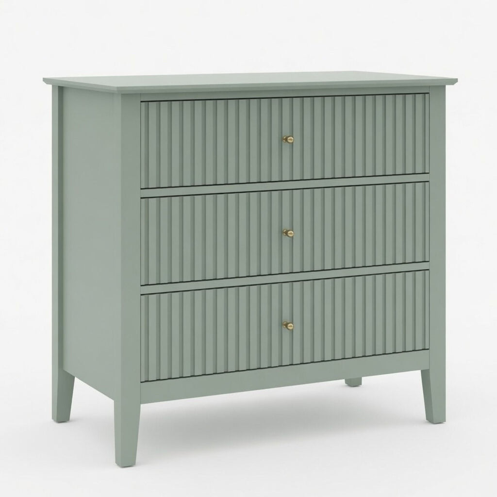 Fluted 3 Drawer Nightstand With Soft Close Slides