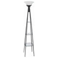 Sentinel - 3 Shelf Frosted Torchiere Floor Lamp With Shelves - Black