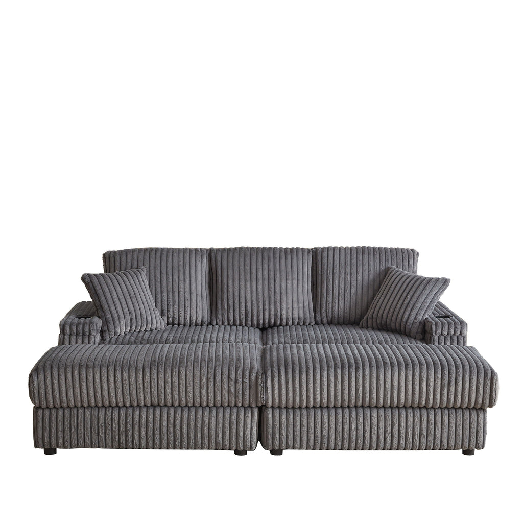 3 Seater Sofa With 2 Ottomans For Living Room