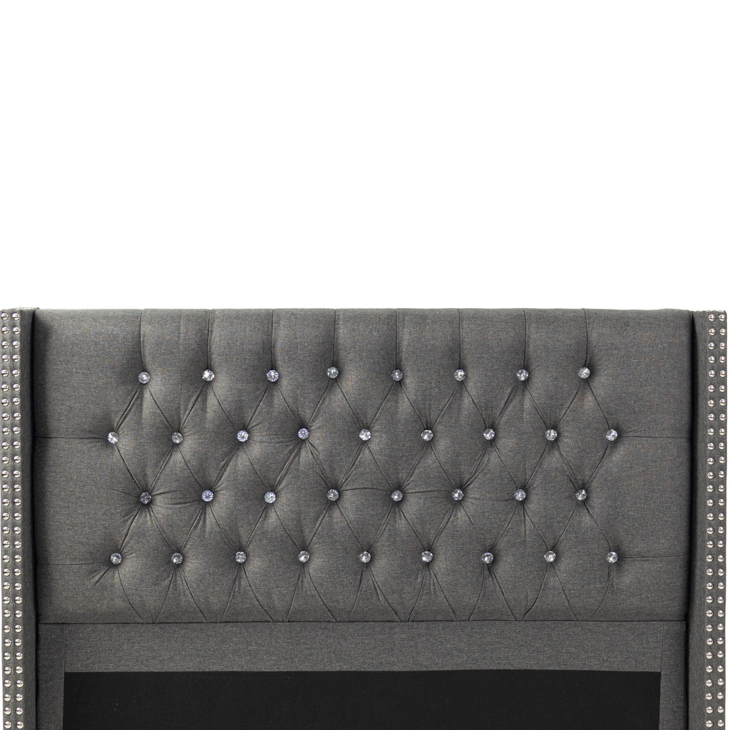 Contemporary Style Bed With Diamond Tufted Headboard