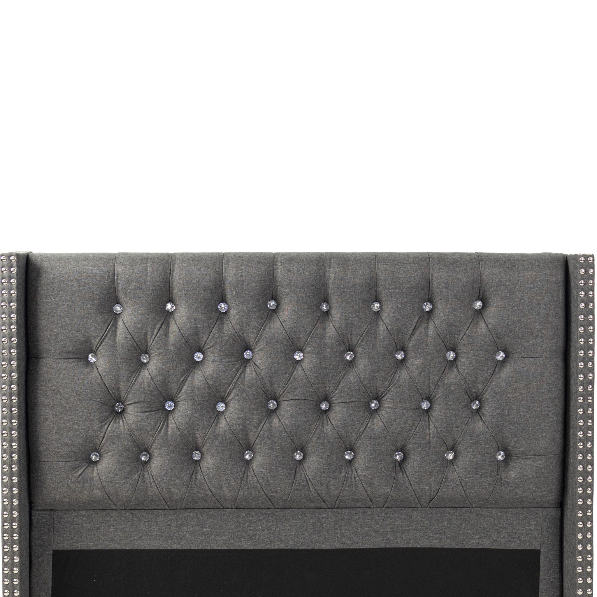 Contemporary Style Bed With Diamond Tufted Headboard
