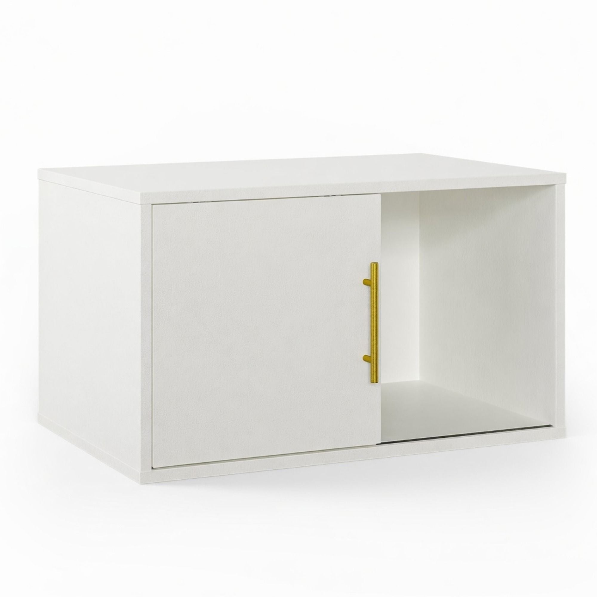 Cube Storage Organizer With Sliding Door Stackable Modular Bookshelf & Storage Cabinet - White