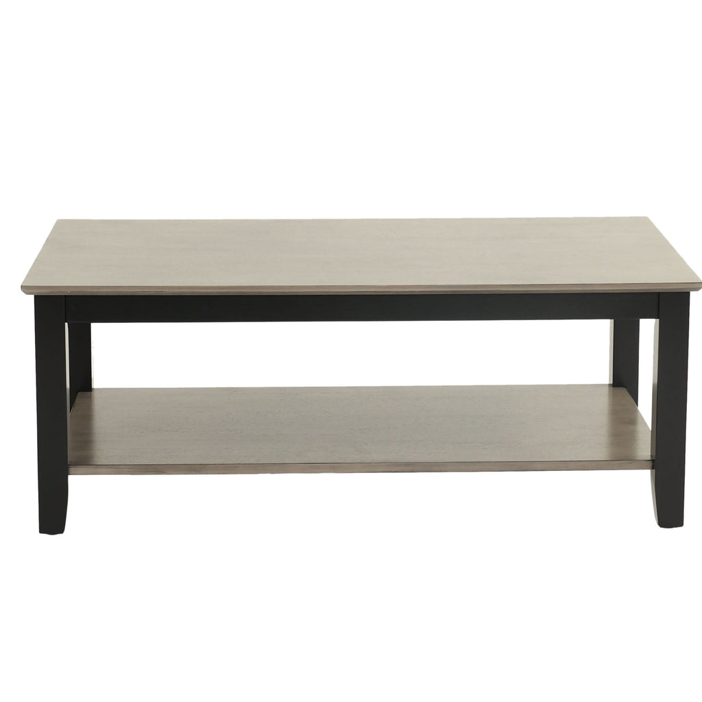 3 Piece Table Set With Open Shelf Storage, Includes Coffee, End & Console Table - Black / Black / Gray / Gray