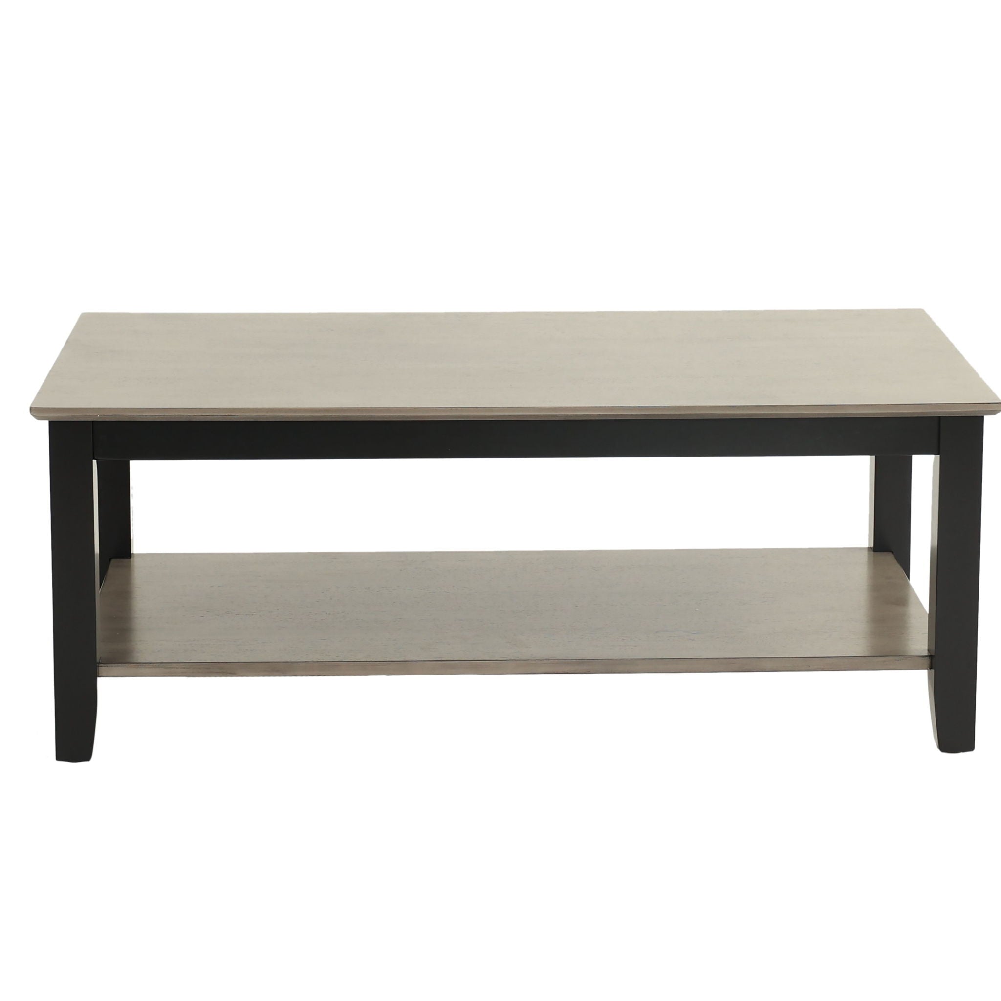 3 Piece Table Set With Open Shelf Storage, Includes Coffee, End & Console Table - Black / Black / Gray / Gray