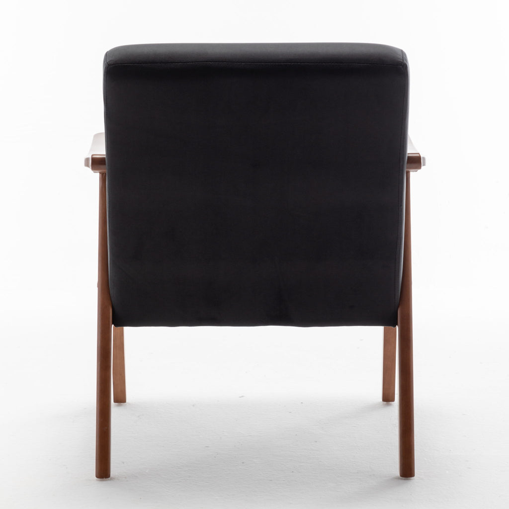Mid Century Modern Accent Chair With Solid Wood Frame And Extra Thick Backrest