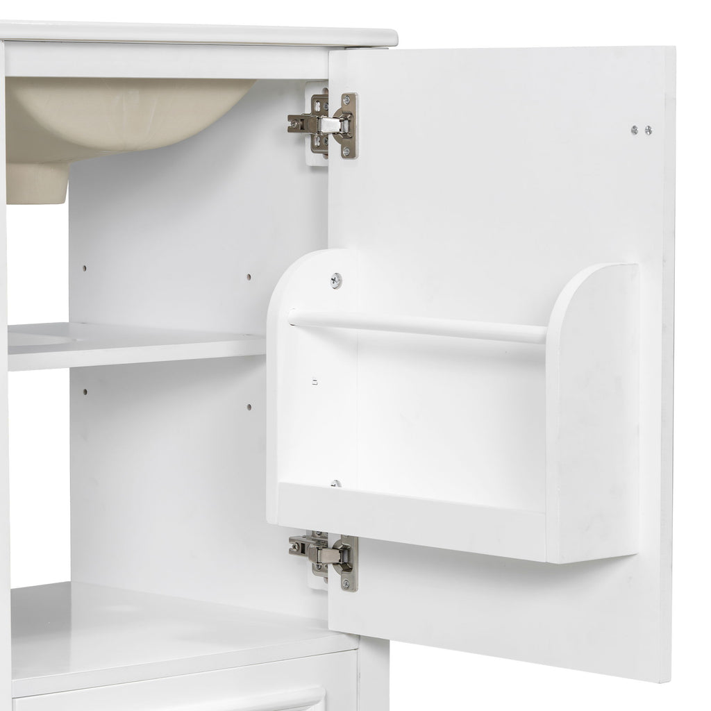 Bathroom Vanity With Sink, Soft Close Door, Adjustable U-Shaped Shelf