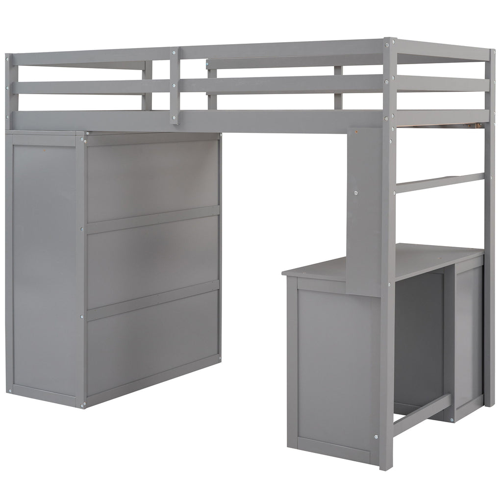 Loft Bed With Drawers, Desk, And Wardrobe