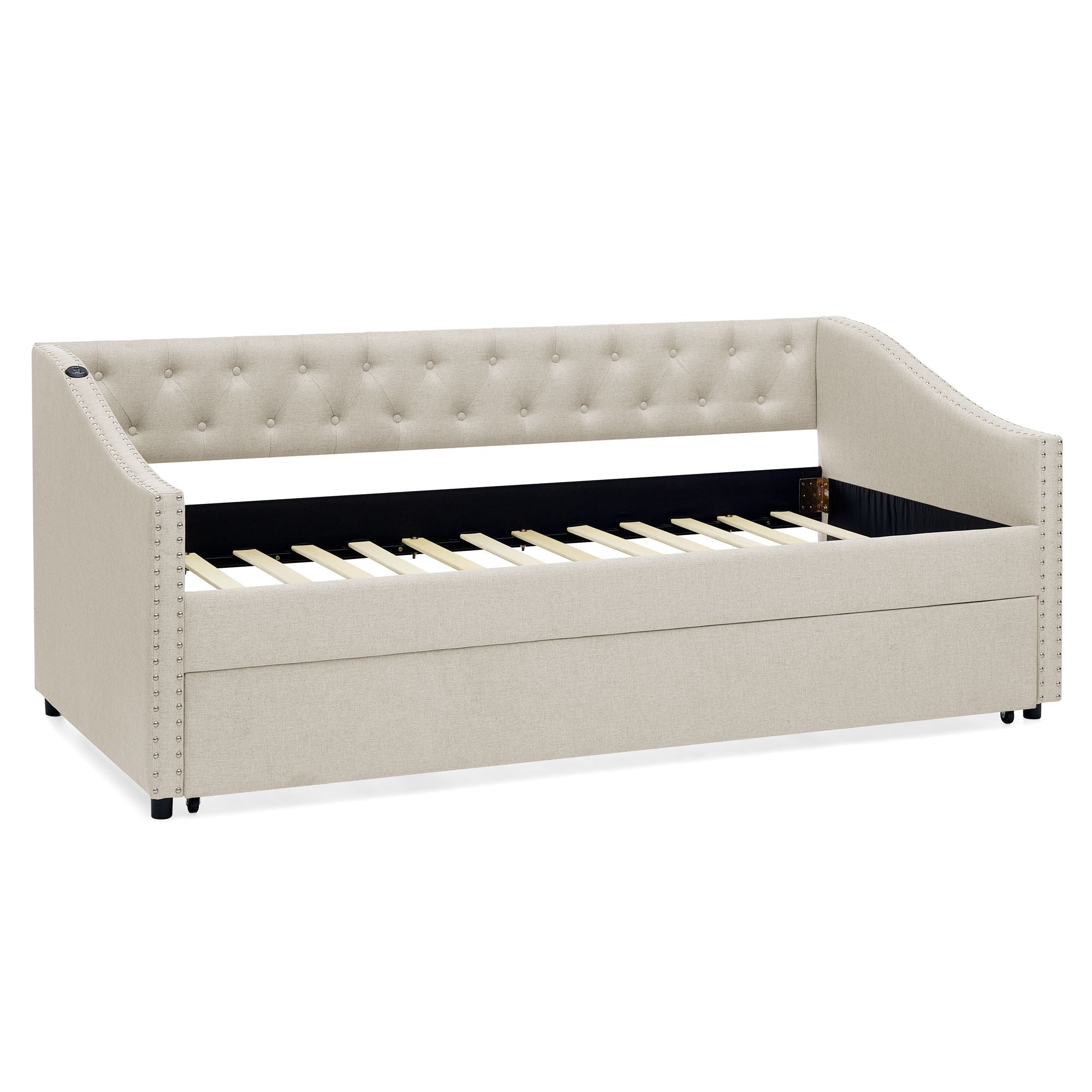 Upholstered Daybed With USB Charging & Pull Out Bed