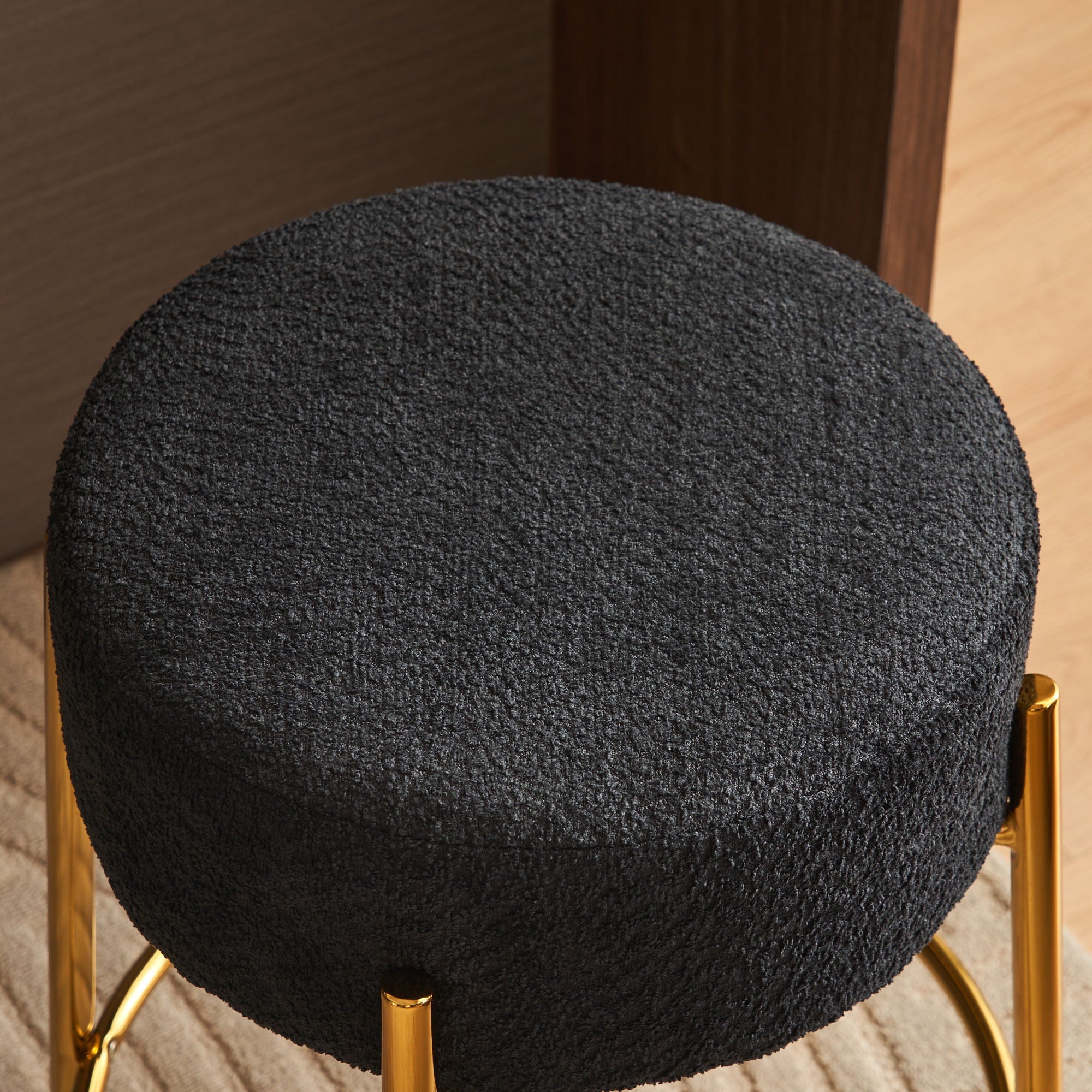 Round Bar Stools (Set of 2), Contemporary Upholstered Dining Stools For Kitchens, Coffee Shops And Bar Stores - Legs