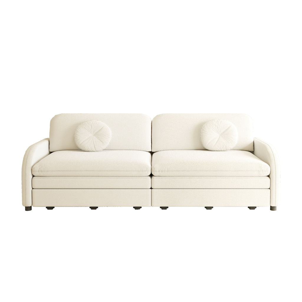 Upholstered Pull Out Couch With Side Pocket & USB Port