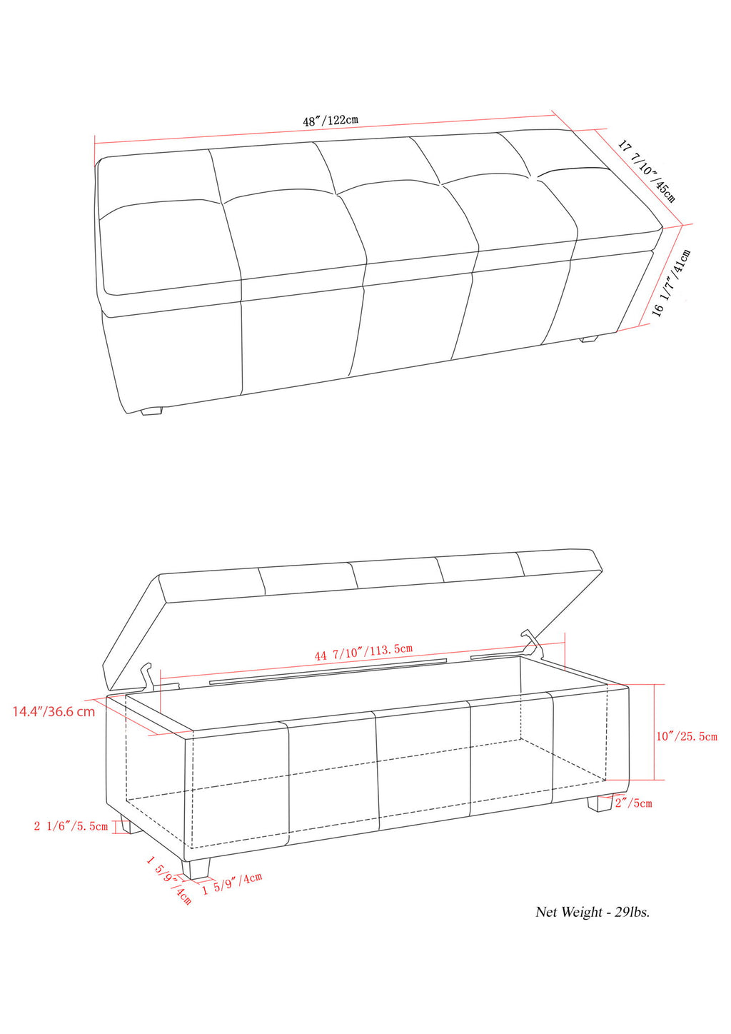 Castleford - Contemporary Storage Ottoman