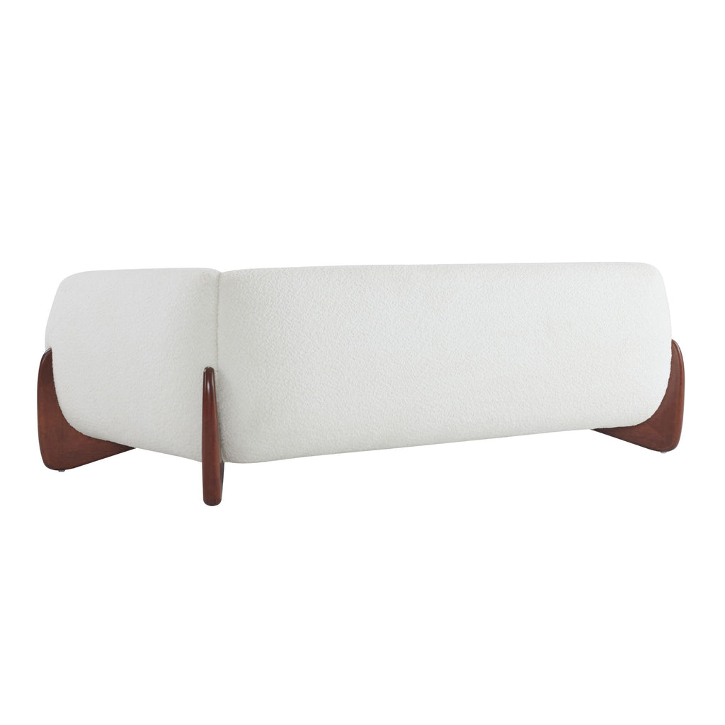Contemporary Boucle Sherpa Sofa With Birch Wood Legs