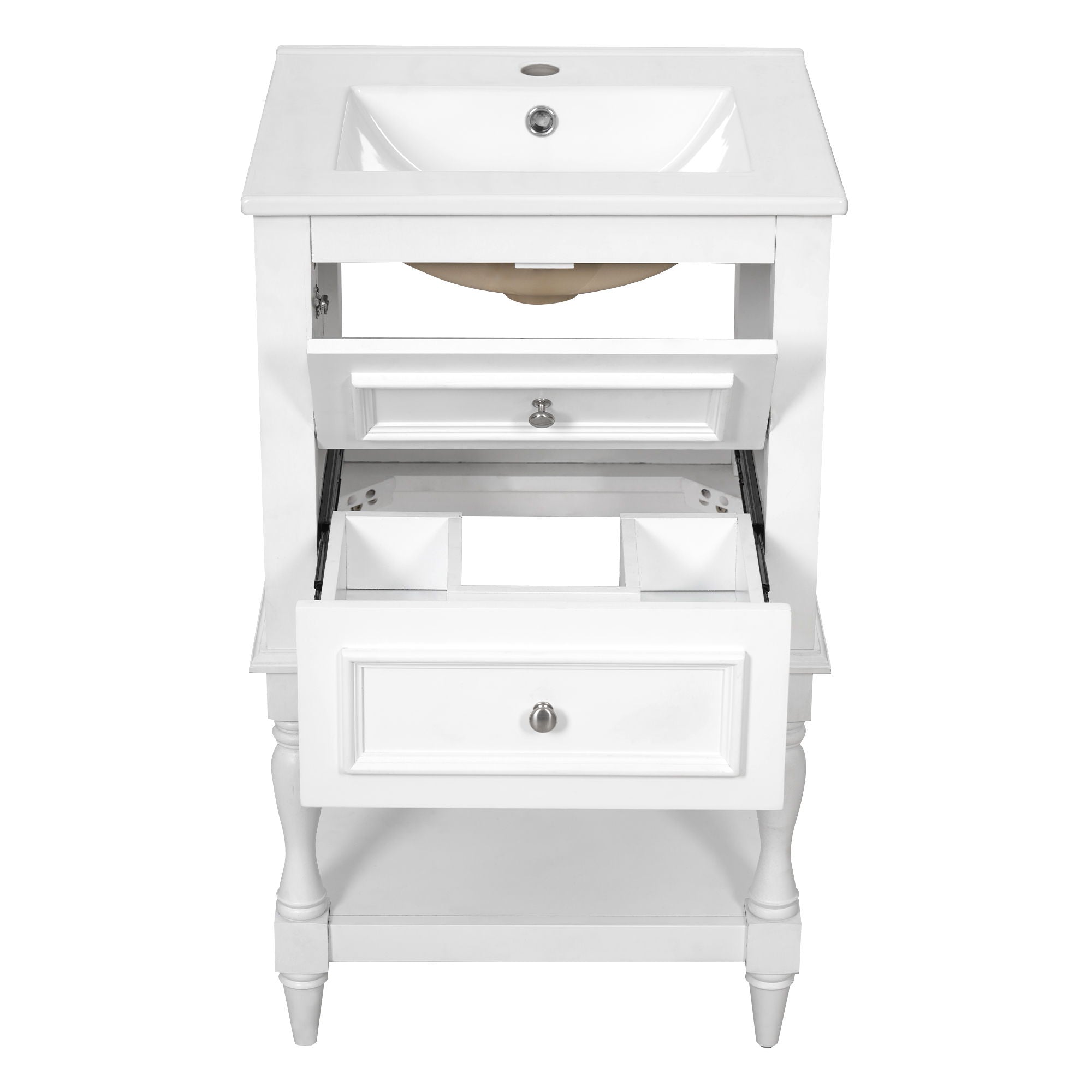 Retro Design Bathroom Vanity With Sink, 2 Drawer Storage Cabinet