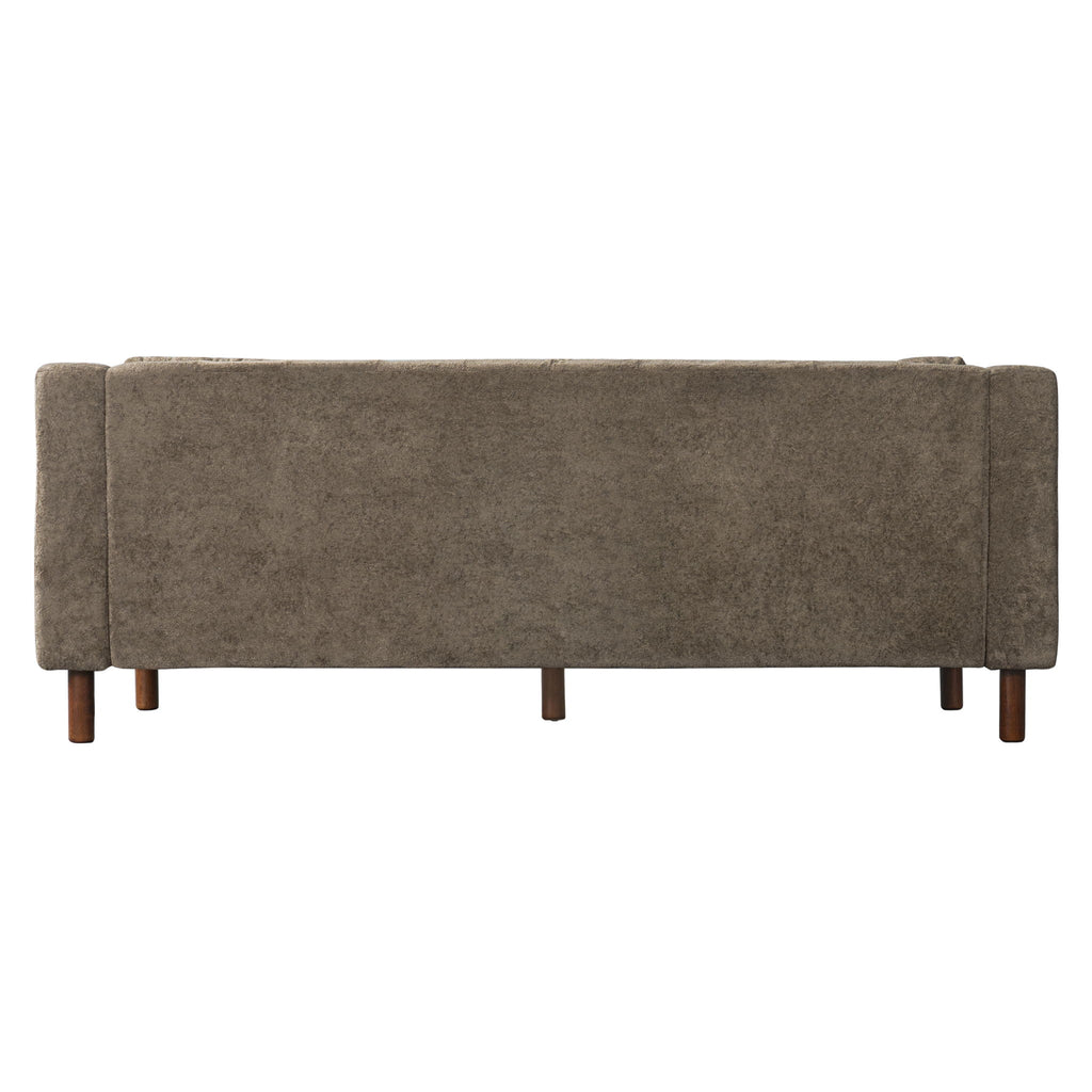 3 Seater Sofa With Square Arms, Tufted Pillow Back For Living Room