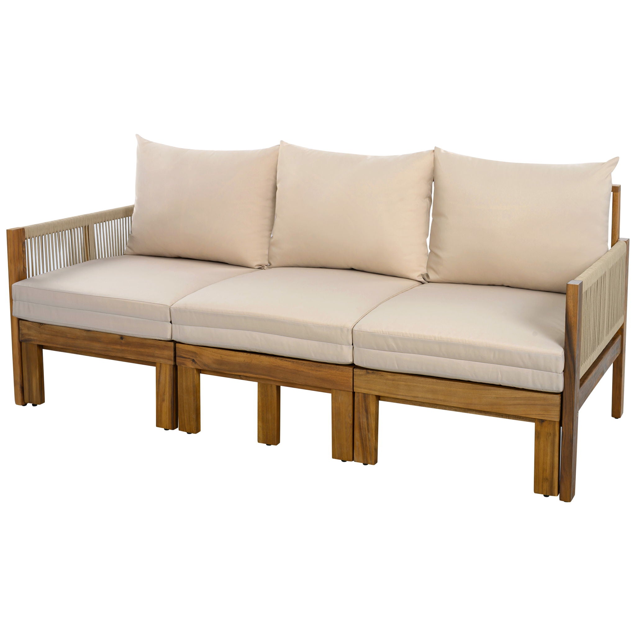 Outdoor Daybed, Patio Sofa Bed, 3 Seat Convertible Sunbed