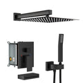Square Shower System With Waterfall Tub Spout And Rough In Valve, Wall Mounted