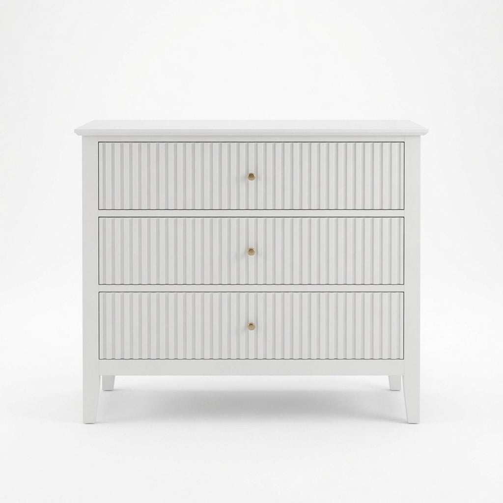 3 Drawer Nightstand, Wide With Soft Close Slides - White