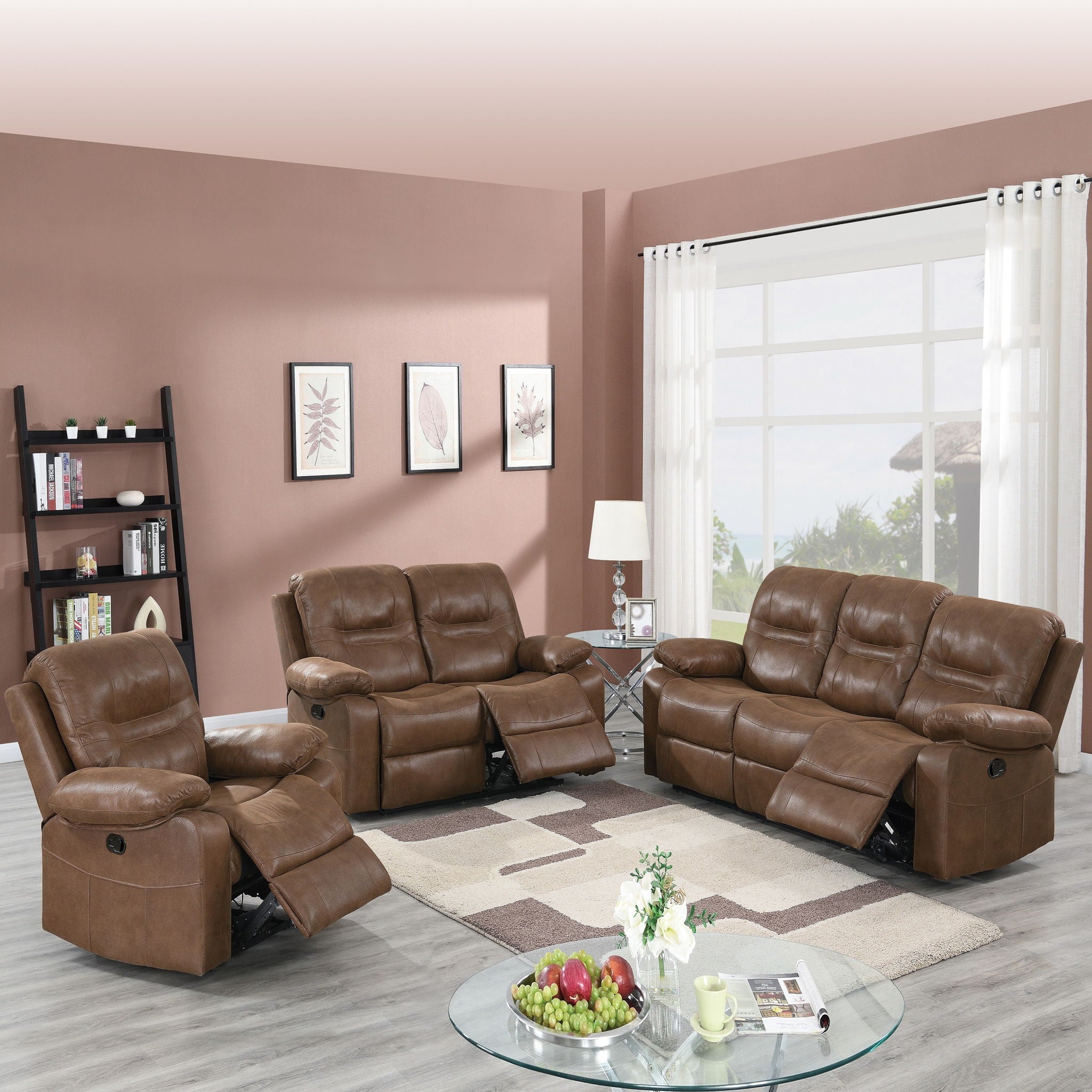 Manual Recliner With Pillow Arms And Headrest - Dark Brown