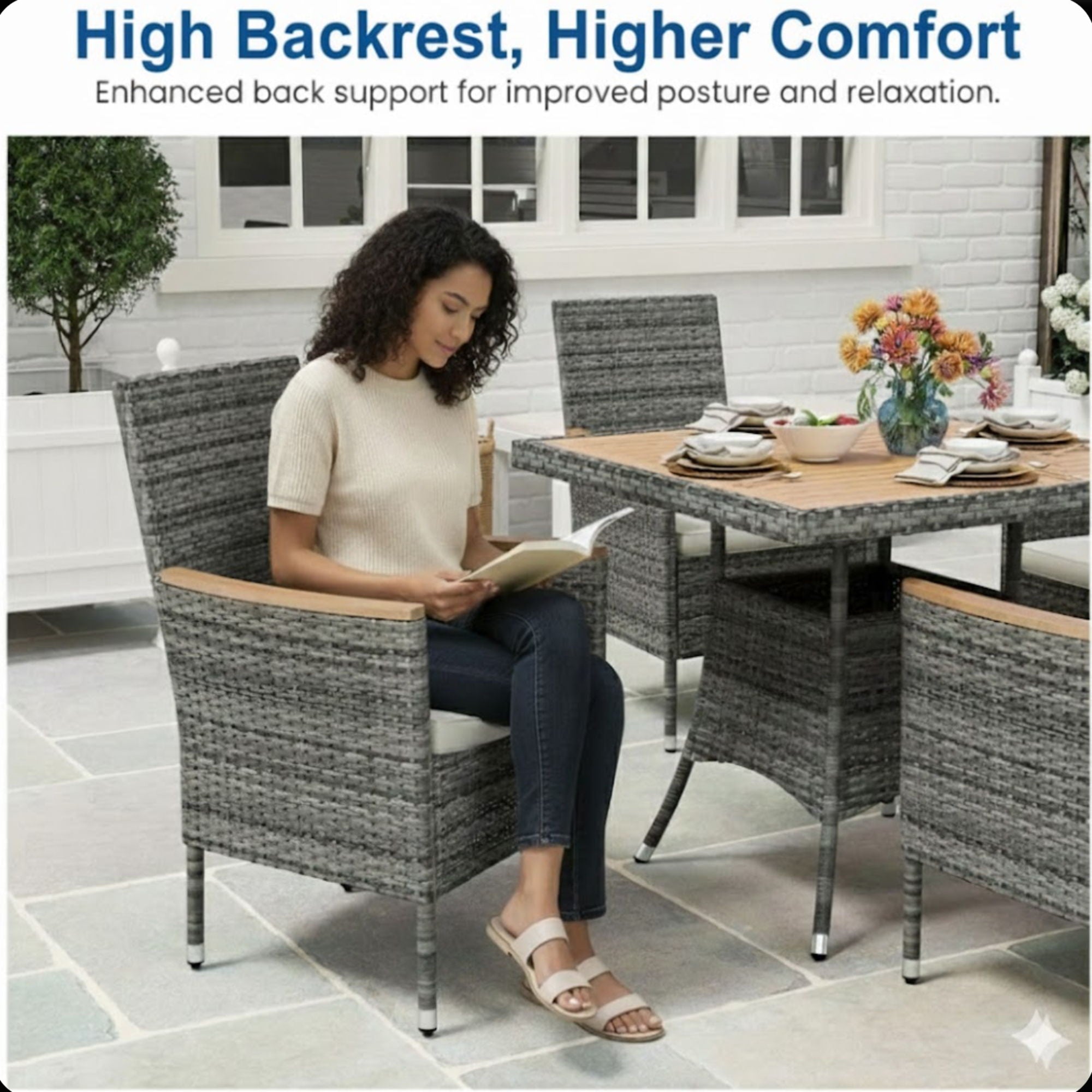 All-Weather Square Rattan Patio Dining Table