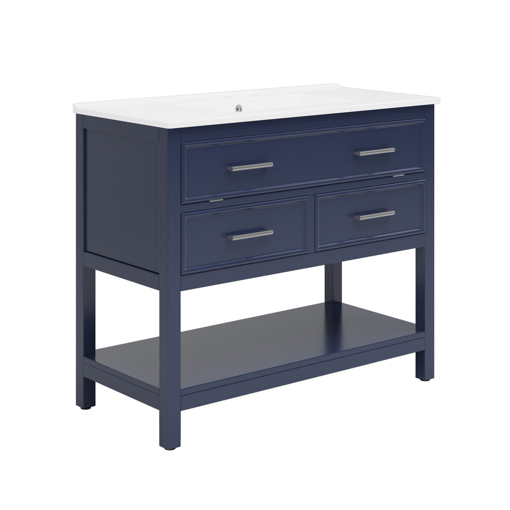 Bathroom Vanity With Ceramic Sink, Tip Out Tray & 2 Full Extension Drawers
