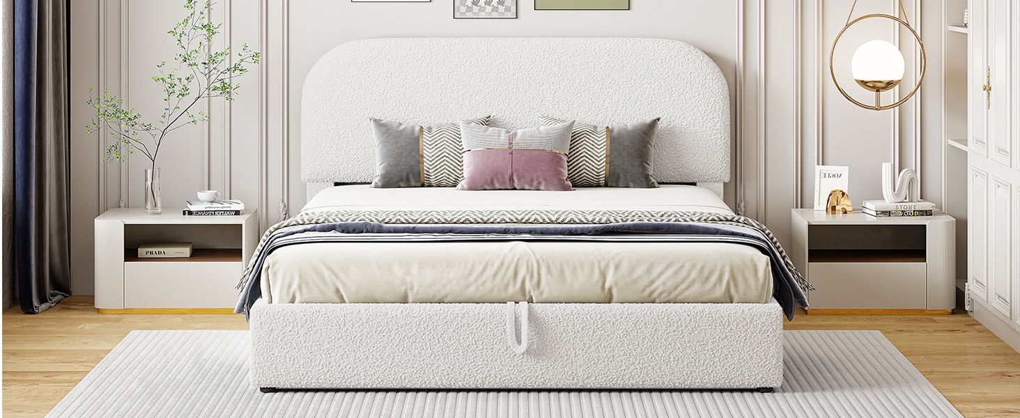 Upholstered Platform Bed With Hydraulic Storage System