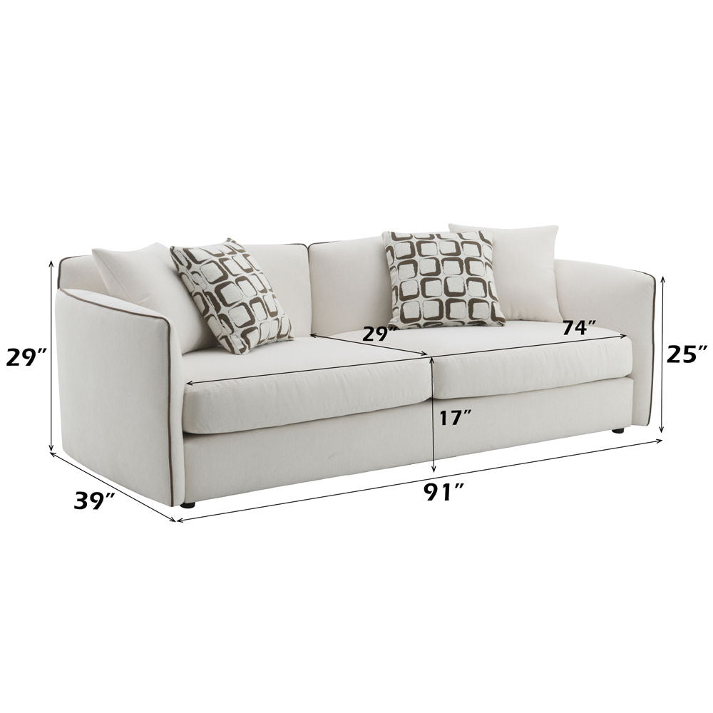 Yolanda - Sofa With 4 Pillows - Beige Chenille