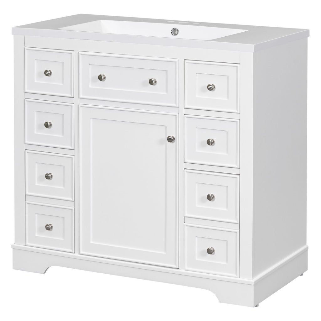 Modern Bathroom Vanity With Sink Combo, 6 Drawers And 1 Cabinet