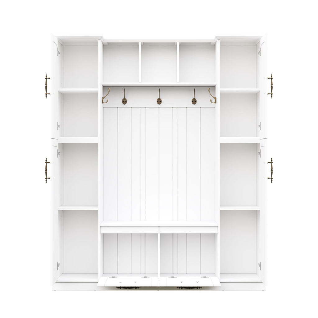 Hall Tree With 4 Side Cabinets