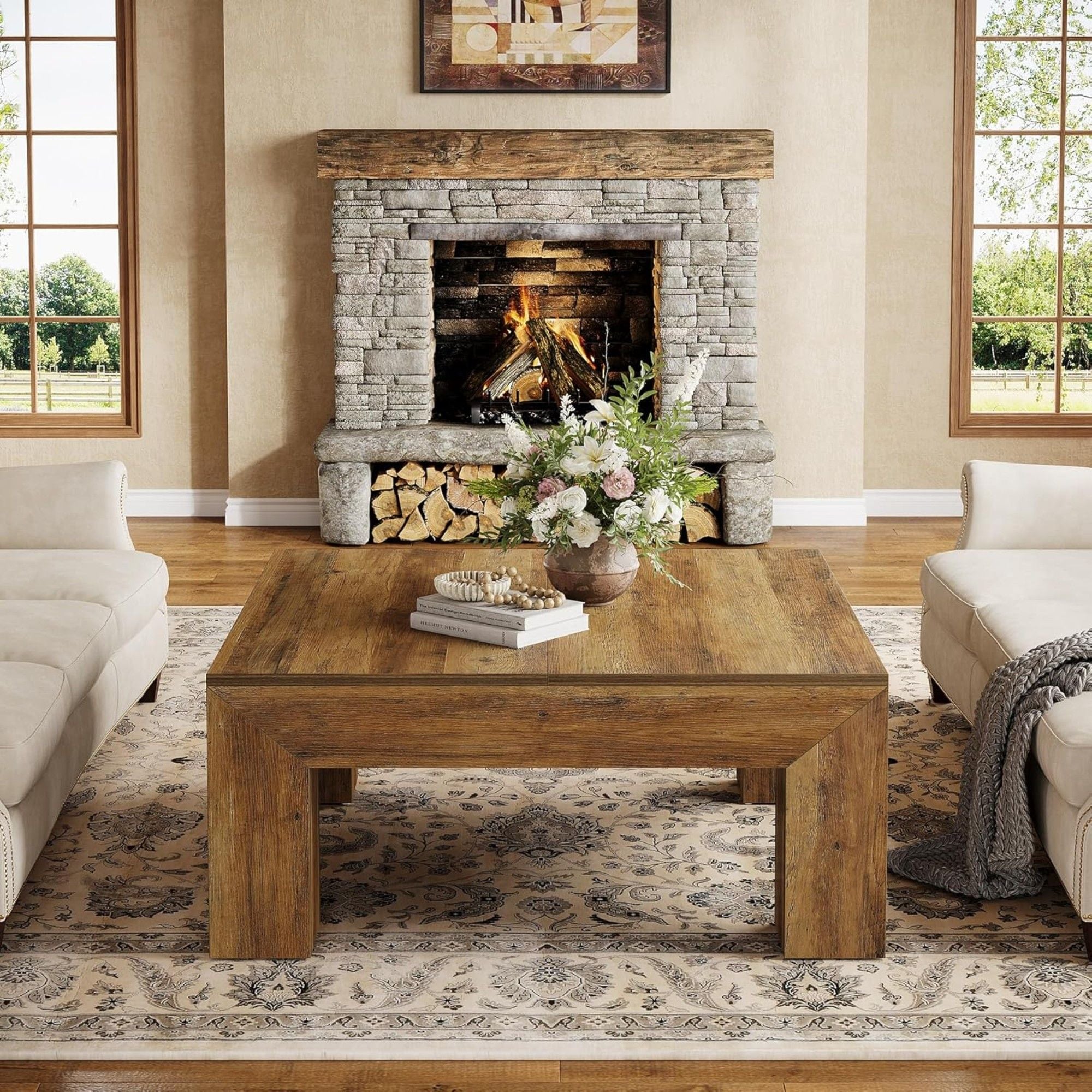 Square Coffee Table - Rustic Brown