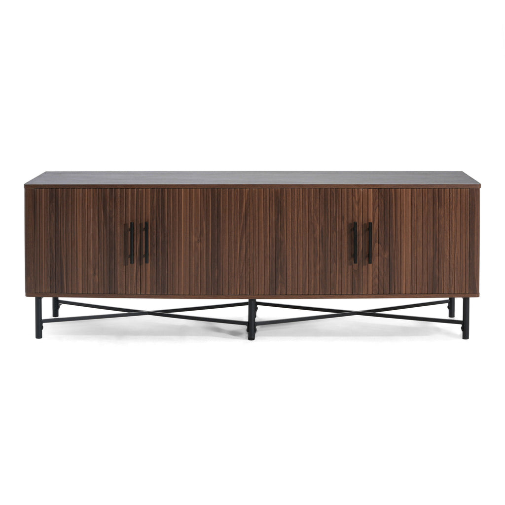 4 Door TV Cabinet, 2 Storage Spaces, Adjustable Shelves