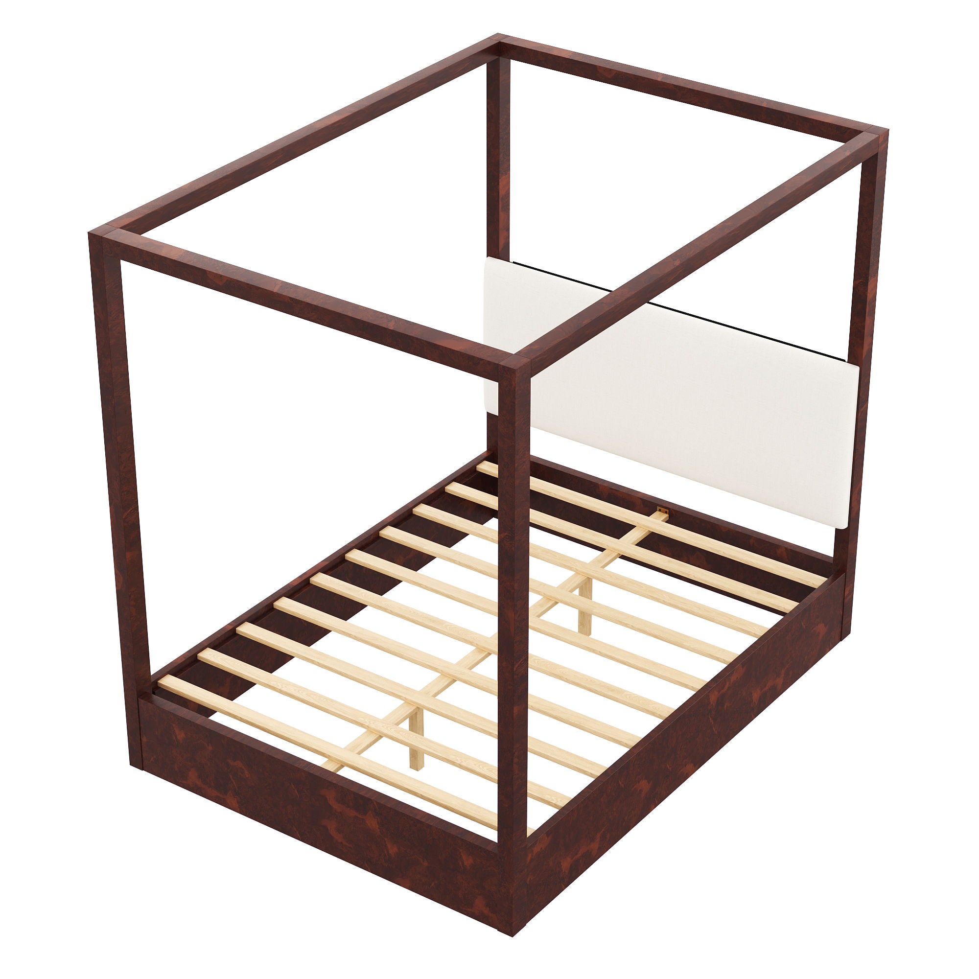 Canopy Platform Bed With Upholstered Headboard