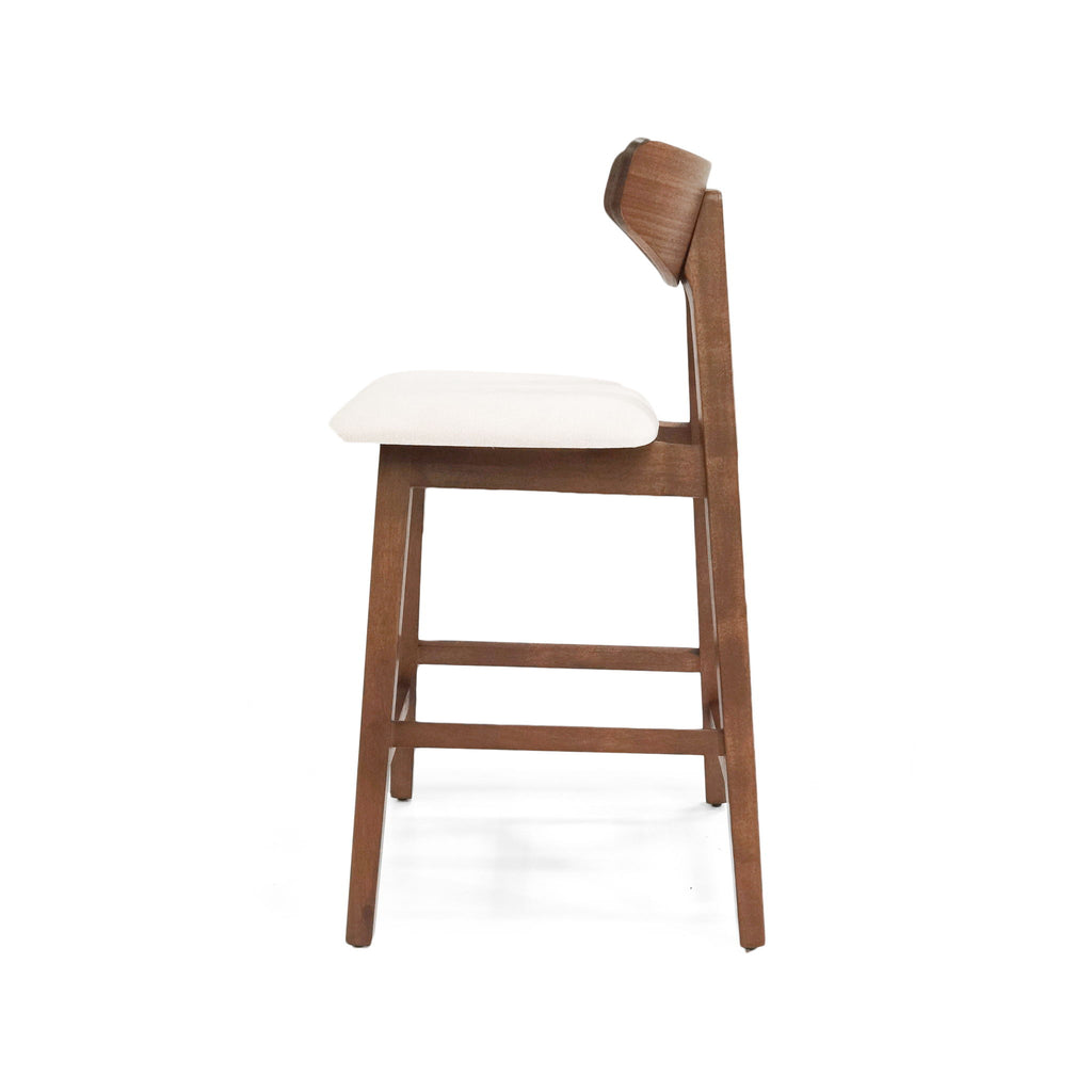 Mid Century Modern Counter Stool With V Shape Frame And Upholstered Seating