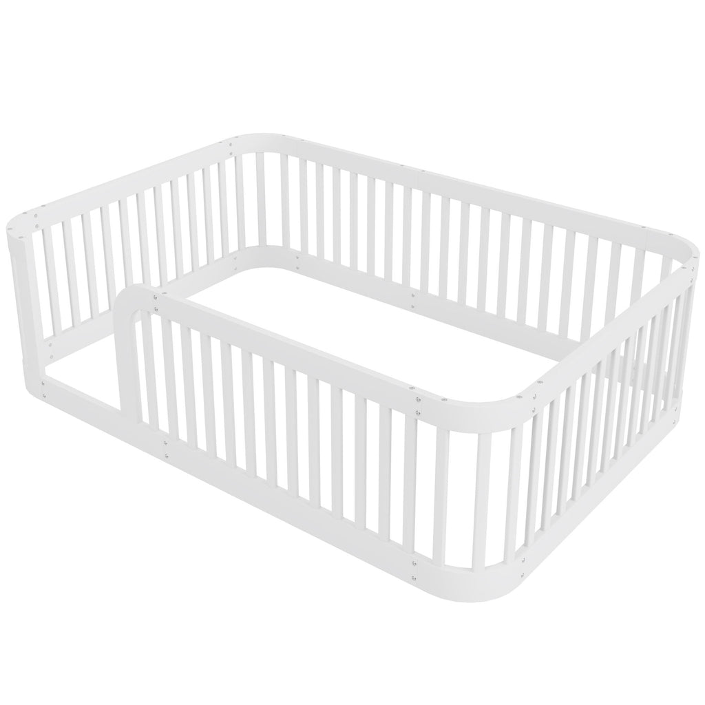 Wood Floor Bed Frame With Fence