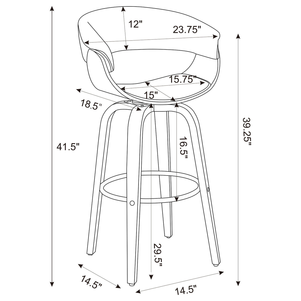 Swivel Bar Stool Elegant Design With Upholstery - Walnut
