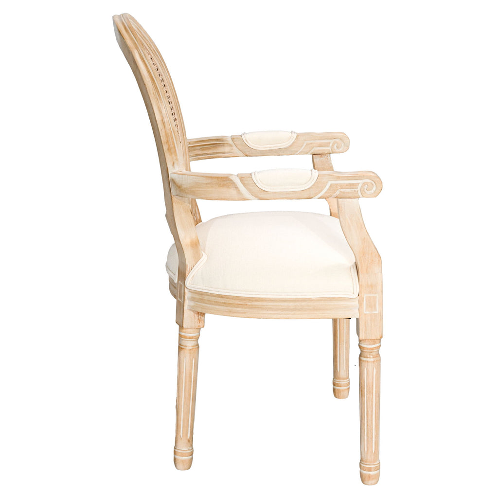 French Vintage Upholstered Fabric Dining Armchair (Set of 2) - Beige
