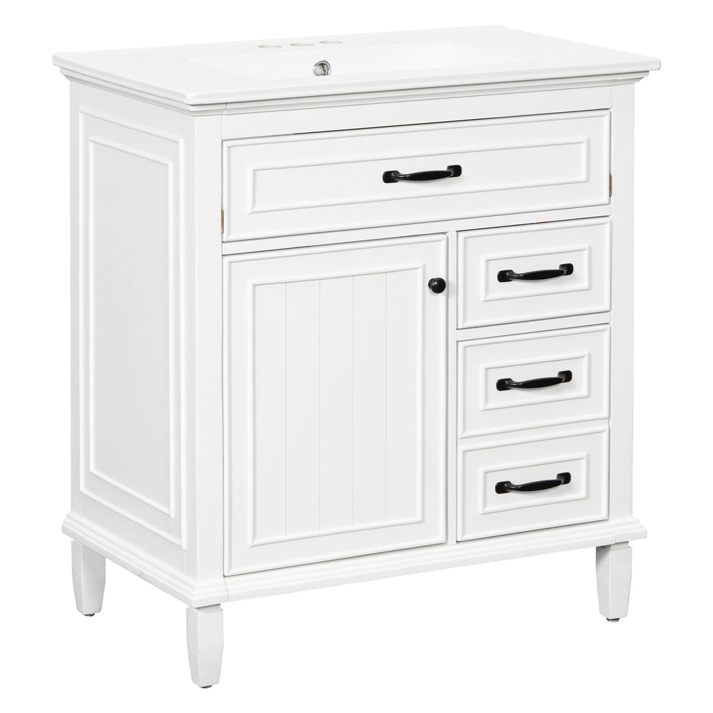 Bathroom Vanity With Sink Top, Flip Drawers, Adjustable Shelf