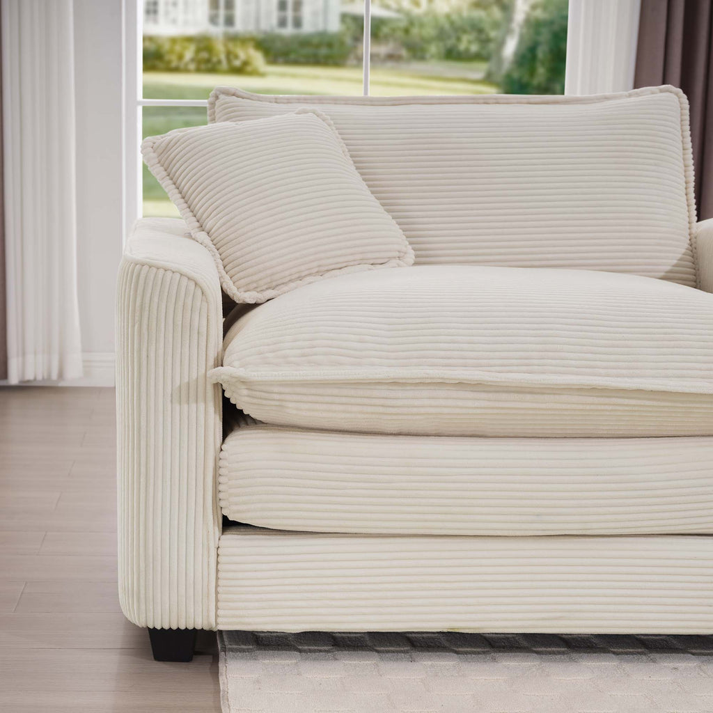 Mid-Century Modern 3 Seater Sectional Sofa With Arm And Throw Pillows