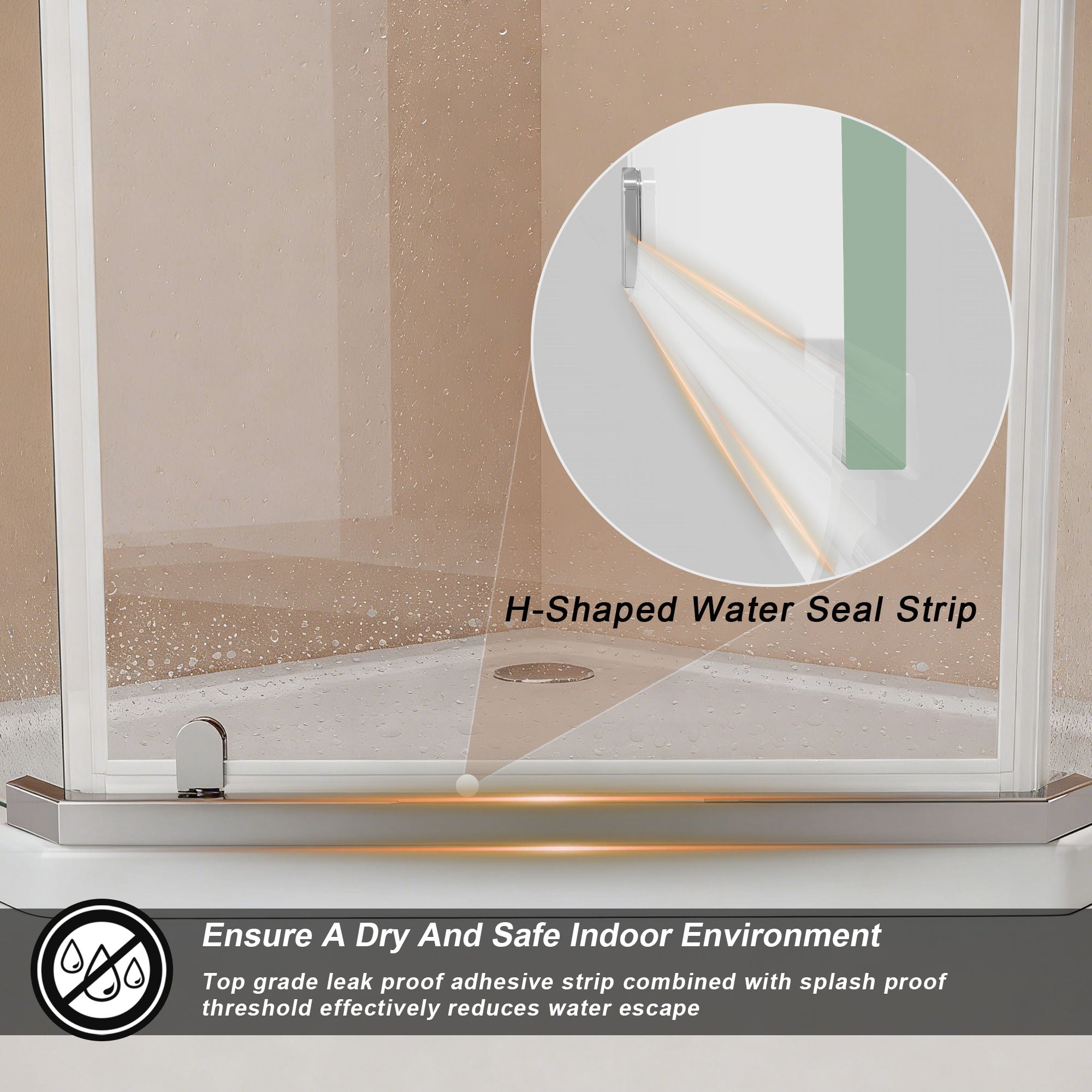 Frameless Neo Angle Shower Door WithTempered Glass