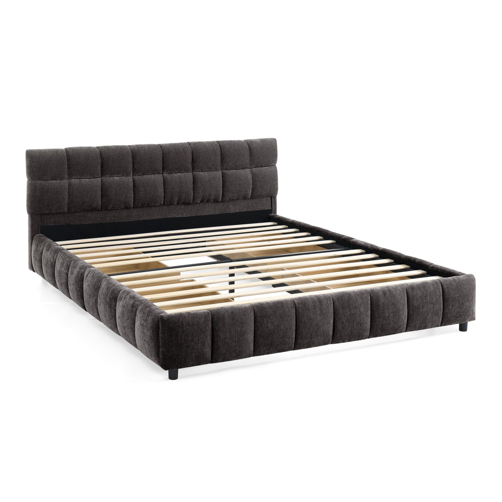 Modern Platform Bed Frame With Thick Fabric