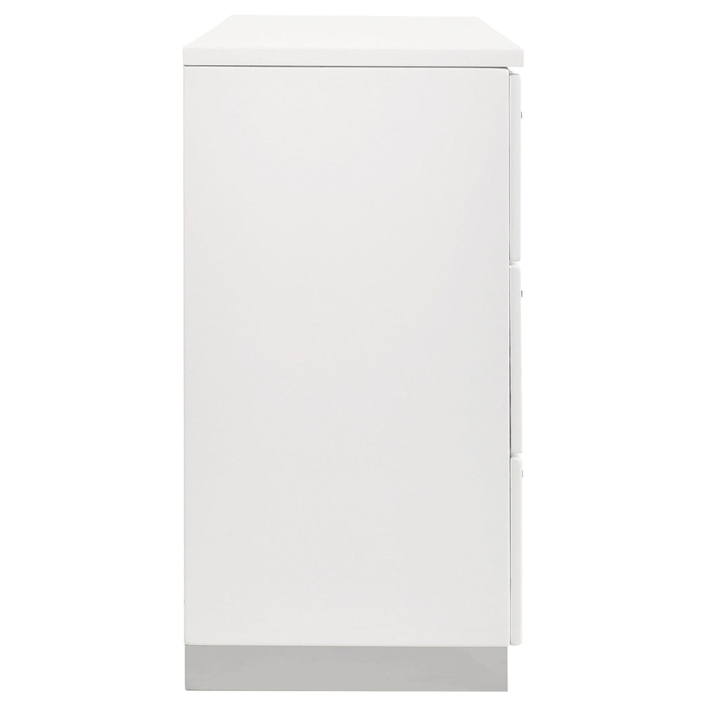 Dulcey - 6 Drawer Dresser With Accents, Bedroom Storage - Gloss White