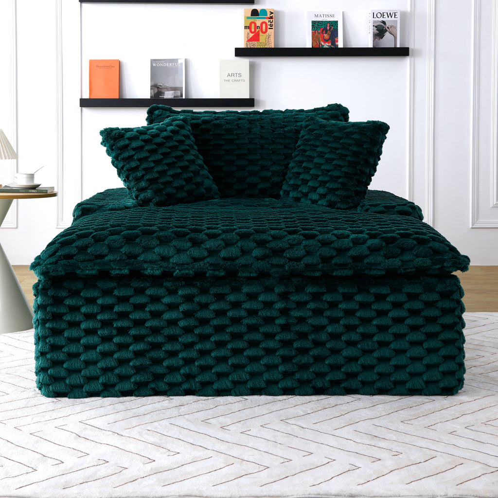 Comfort Bearing Sofa With 2 Pillows And 1 Backrest - Green