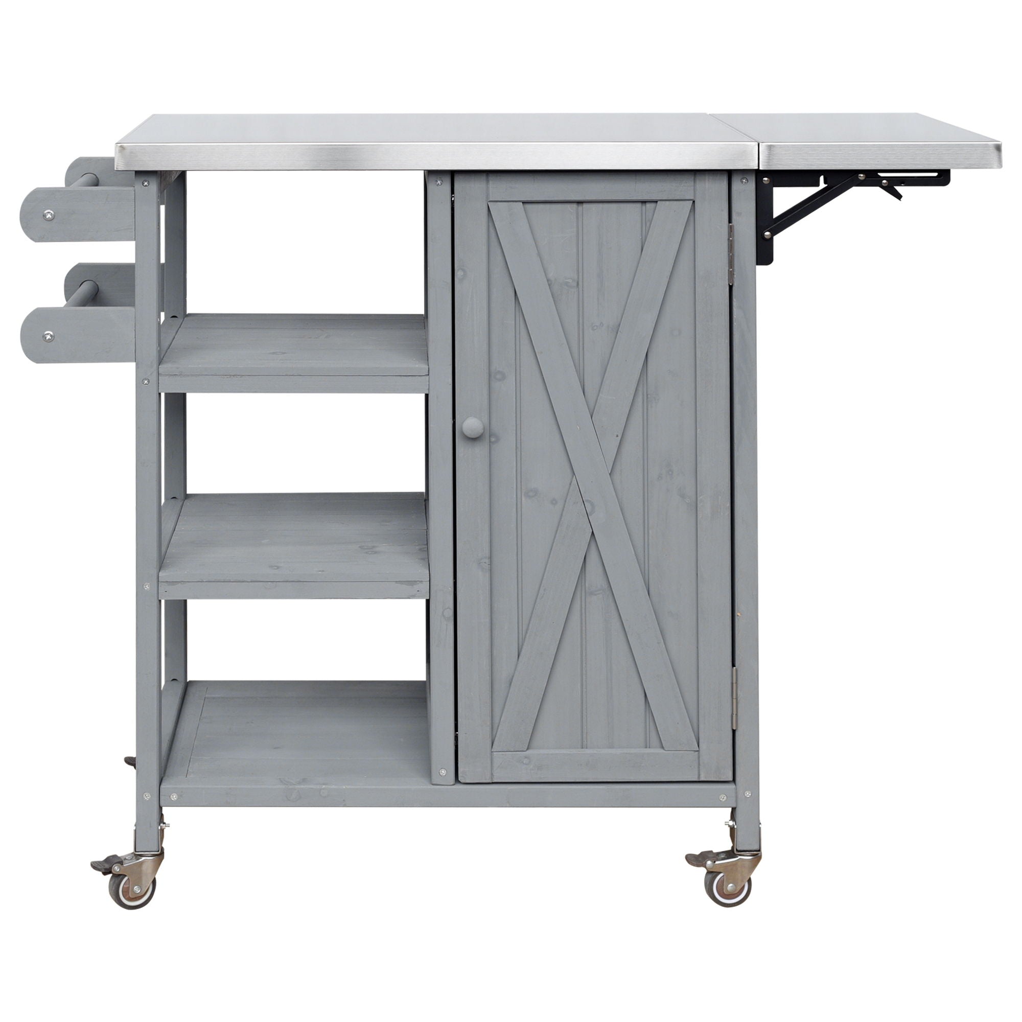 Foldable Outdoor Kitchen Island With Storage Cabinet