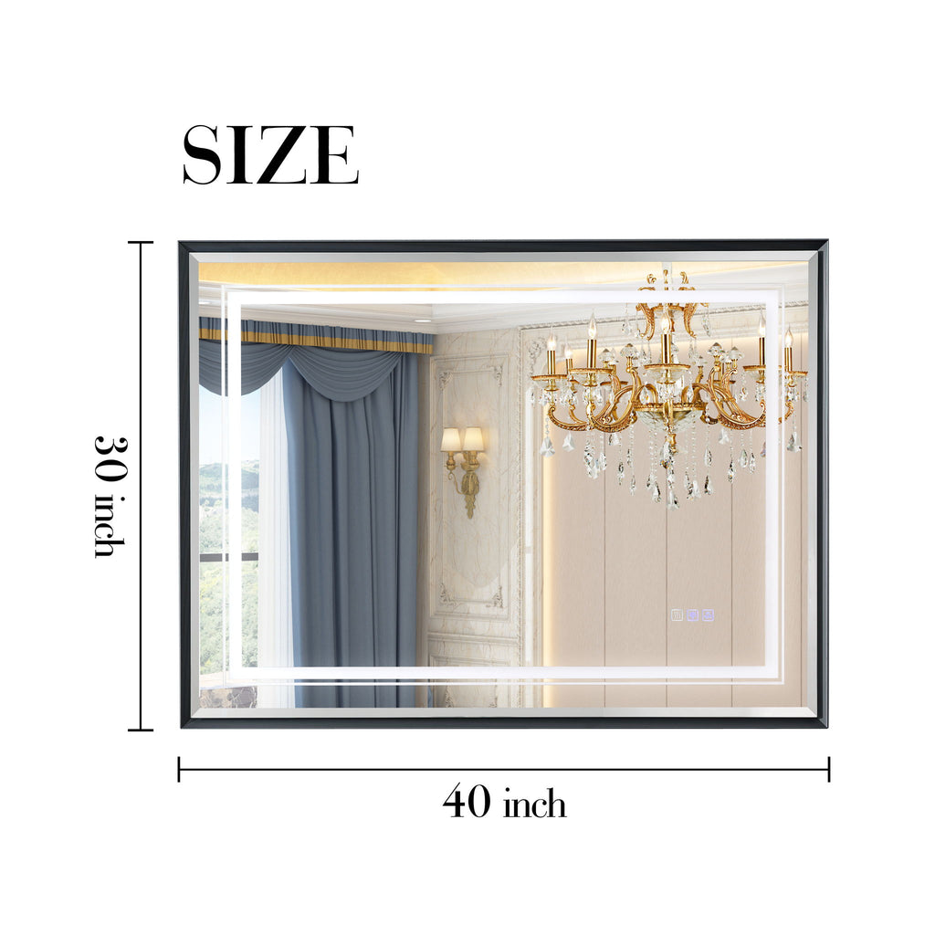 LED Bathroom Beveled Mirror, 3000 - 6000K Gradient Front And Backlit LED Mirror For Bathroom, 3 Colors Dimmable, Ip54 Enhanced Anti Fog