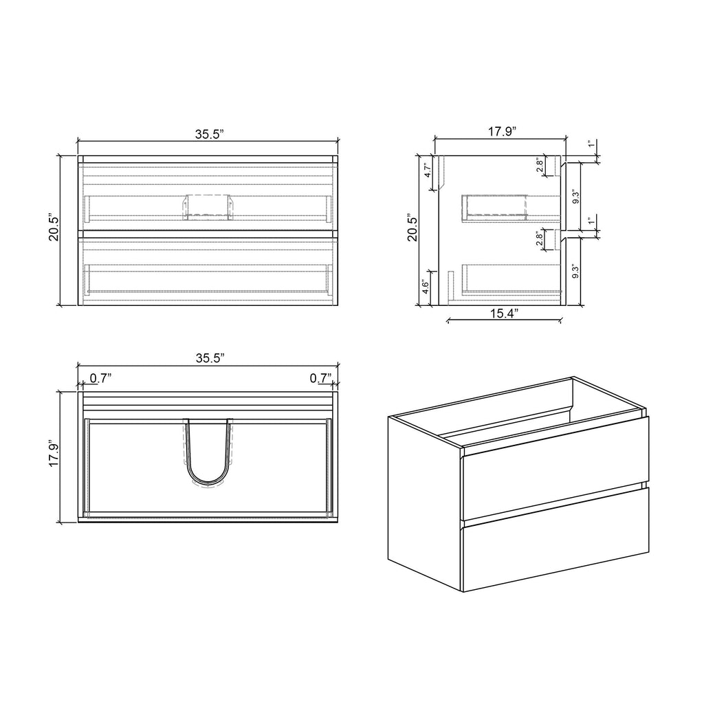 Alice - Bathroom Vanity Wall Mounted With Sink, Large Storage Floating Bathroom Vanity For Modern Bathroom, One-Piece Sink Basin Without Drain And Faucet