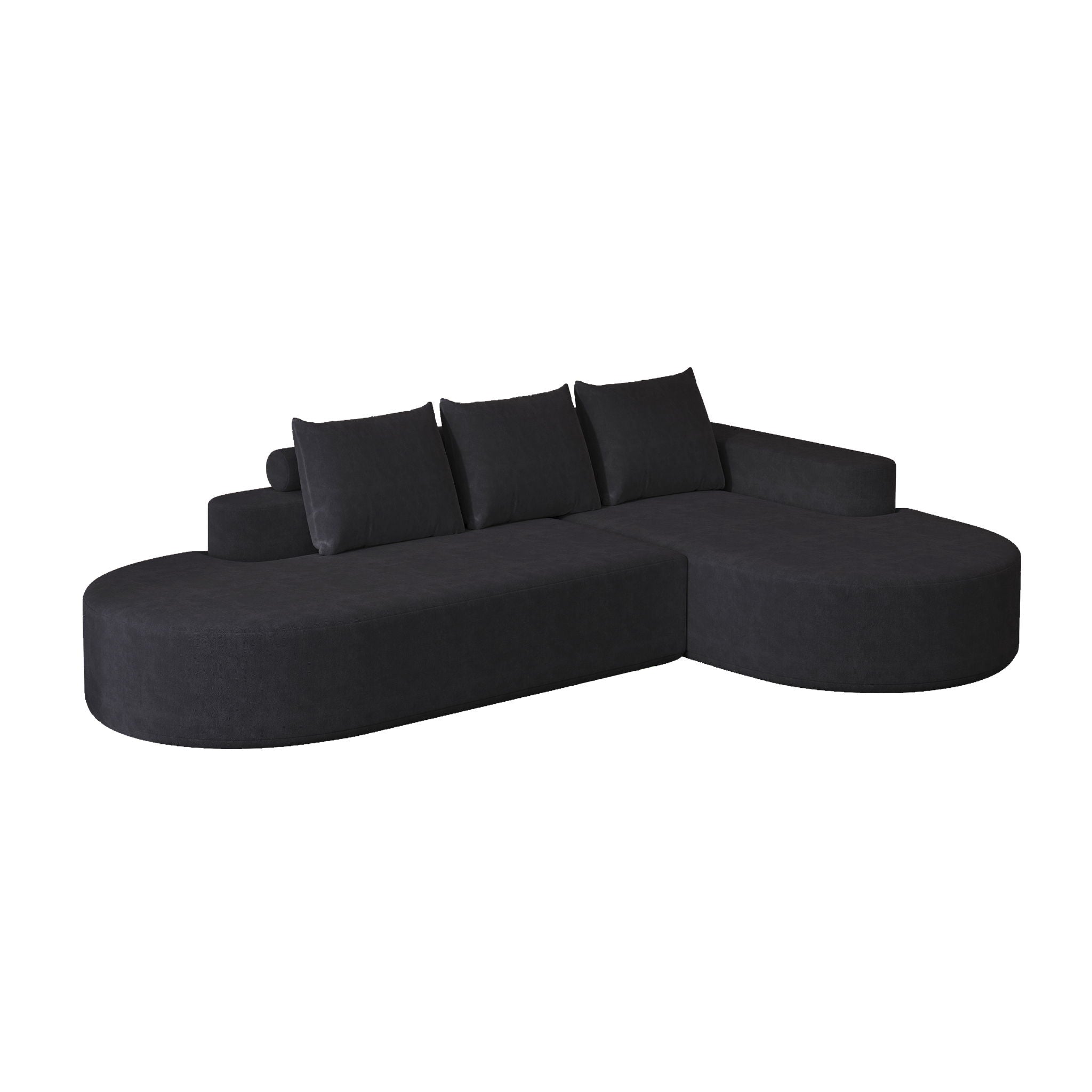 Modern Curved Sofa, L-Shaped Modular Sectional Set With 3 Pillows
