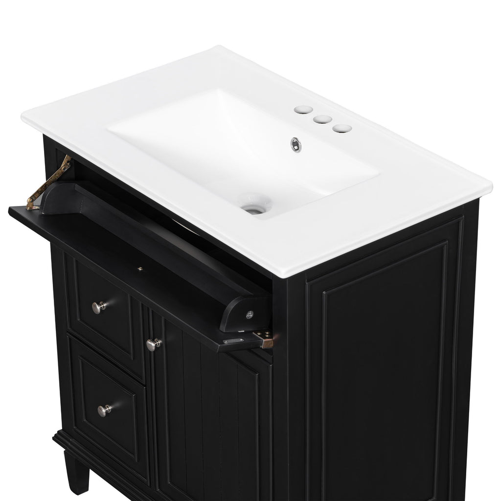 Modern Bathroom Vanity With Sink, Adjustable Shelf, Flip Drawer & 2 Drawers